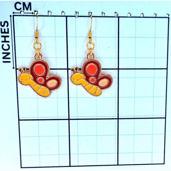 Fall butterfly dangle earrings — lightweight cute autumn jewelry - Picture 2 of 4